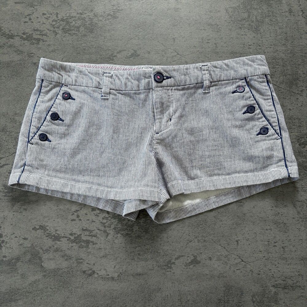 Vintage Y2K American Eagle Low Rise Pinstriped Micro Mini Shorts Size 10 Shortie